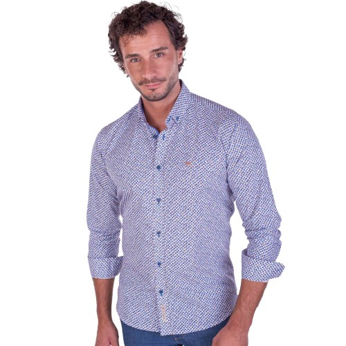 Camisa La Española microdibujo azul marino