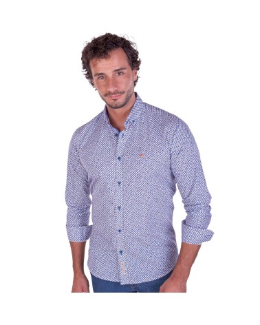 Camisa La Española microdibujo azul marino