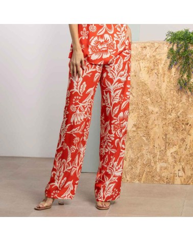 Pantalón Roberto Bassi coral hojas 