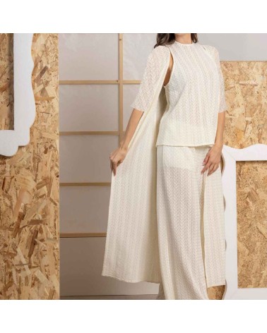 Chaqueta punto calada Roberto Bassi crudo 