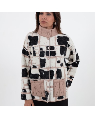 Chaqueta Trípode punto estampada bolsillos acolchados