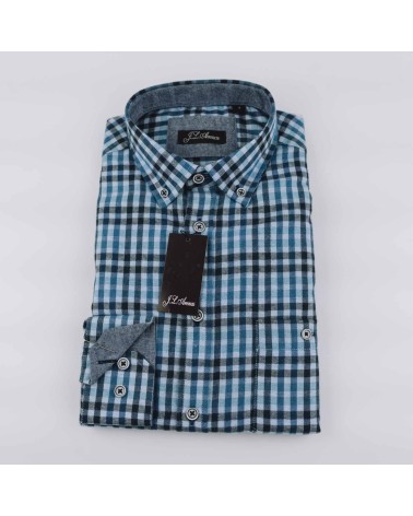 Camisa JLArenas franela cuadros bolsillo