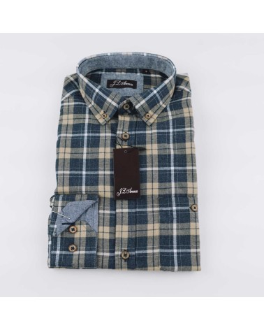 Camisa JLArenas franela cuadros bolsillo