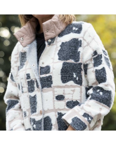 Chaqueta Trípode punto estampada bolsillos acolchados