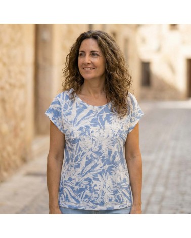 Camiseta Punto Floral Azulado Roberto Bassi