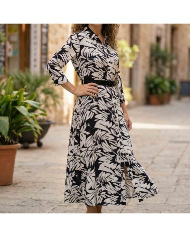 Vestido Palmeras Contraste Roberto Bassi