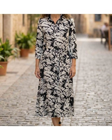 Vestido Palmeras Contraste Roberto Bassi