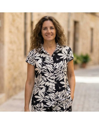 Blusa Palmeras Contraste Roberto Bassi