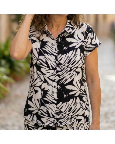Blusa Palmeras Contraste Roberto Bassi