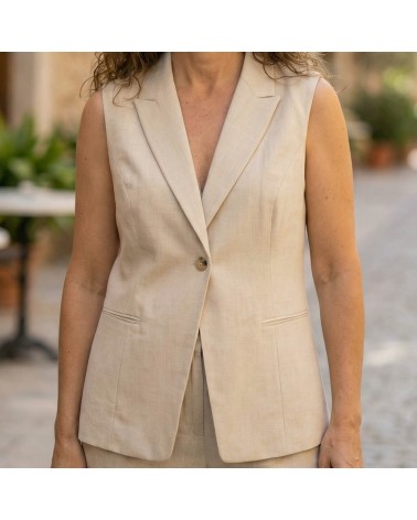 Chaleco Lino Largo Roberto Bassi