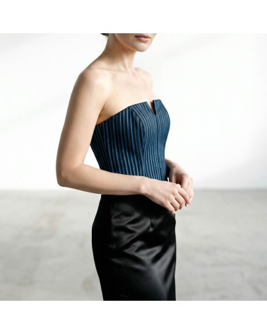 Conjunto Corsé Índigo con Falda Satinada